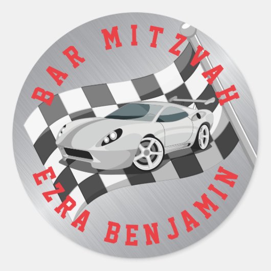 Karting Autorace Bar Mitzwa Ronde Sticker (Voorkant)