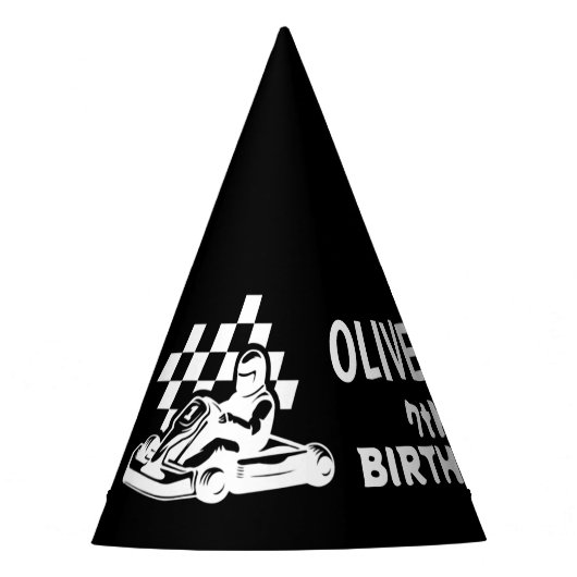 Karting, raceauto jongens verjaardag  feesthoedjes (Voorkant)