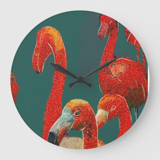 KARTKNOP VAN FLAMINGOS GROTE KLOK (Voorkant)