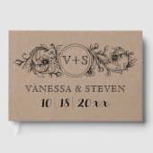 Karton bloemenboeken initialen bruiloft gastenboek (Voorkant)