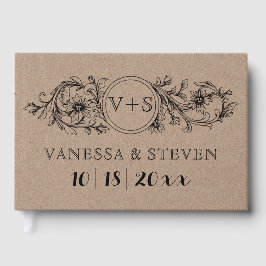 Karton bloemenboeken initialen bruiloft gastenboek