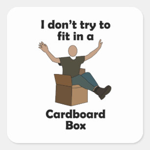 Karton Doos Die Niet Probeert Te Passen Afscheid  Vierkante Sticker