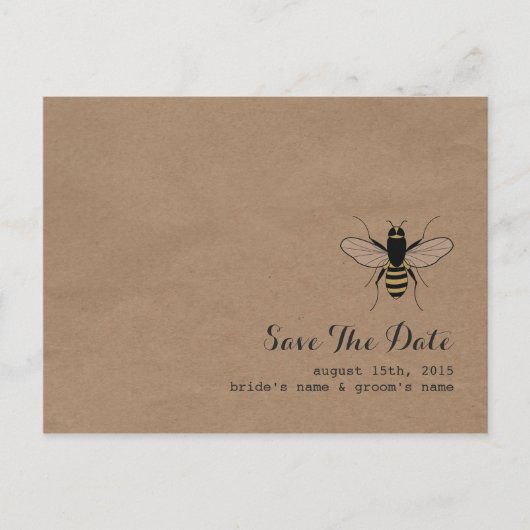 Karton Geïnspireerd Honing Bee Save The Date Aankondigingskaart (Voorkant)