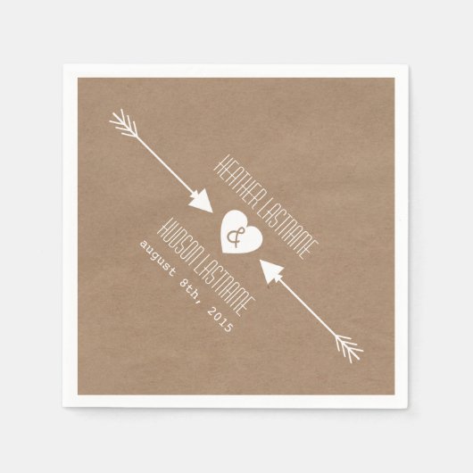 Karton Geïnspireerde Pijlen Bruiloft Servetten (Voorkant)