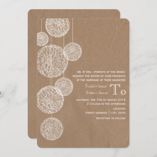 Karton geïnspireerde wijn Wereldbollen bruiloft Kaart (Voorkant / Achterkant)