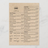 Karton Menu Kaarten Plat Menu Restaurant Tafel (Voorkant)