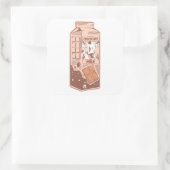 Karton met chocolade gearomatiseerde melk vierkante sticker (Tas)