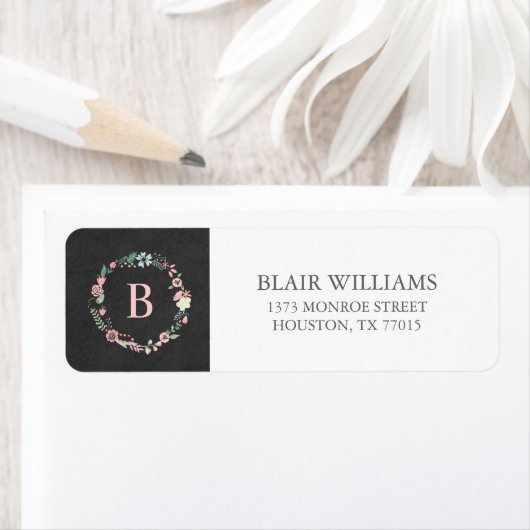  karton Monogram Floral Wreator Etiket (Insitu)