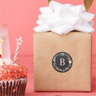  karton Monogram Floral Wreator Ronde Sticker