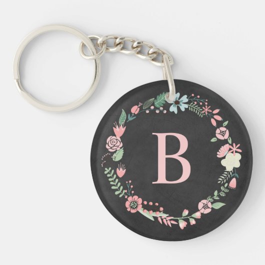  karton Monogram Floral Wreator Sleutelhanger (Voorkant)