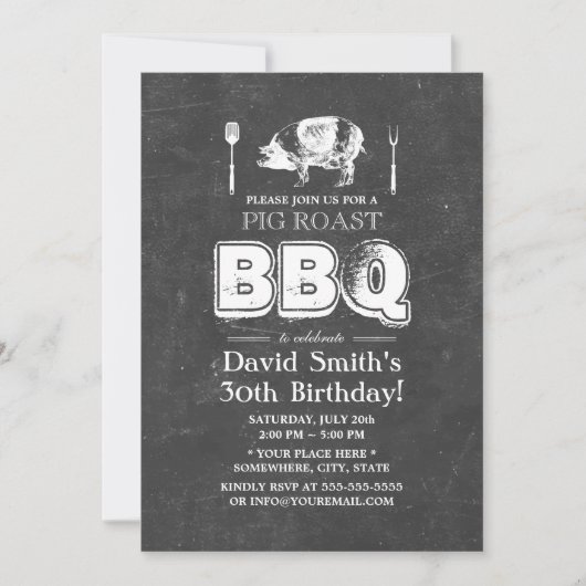  karton Pig Roast BBQ Birthday Party Kaart (Voorkant)