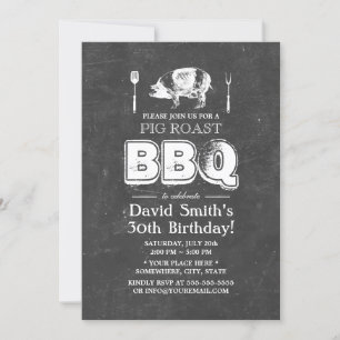  karton Pig Roast BBQ Birthday Party Kaart
