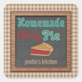  karton typografie homemade cherry pie vierkante sticker
