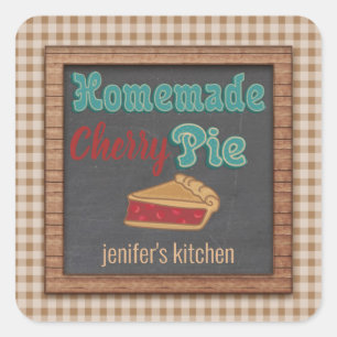 karton typografie homemade cherry pie vierkante sticker