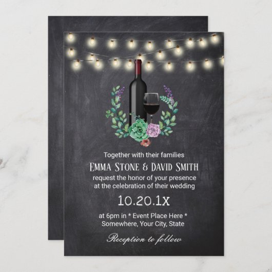 karton van de wijnfles kaart (Voorkant / Achterkant)