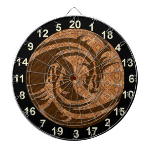 Karton van hout van Yin en Yang met cijfers Dartbord