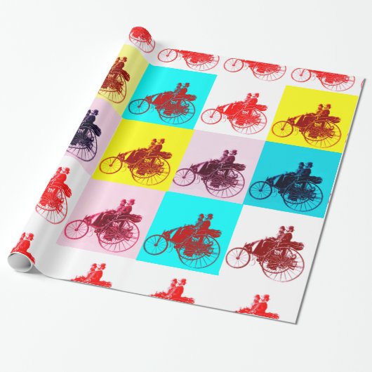 KARTON VAN VINTAGE CARS GATHERING POP CADEAUPAPIER (Uitgerold)