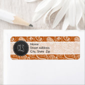 karton verbrand Oranje paisley; Floral Etiket (Insitu)