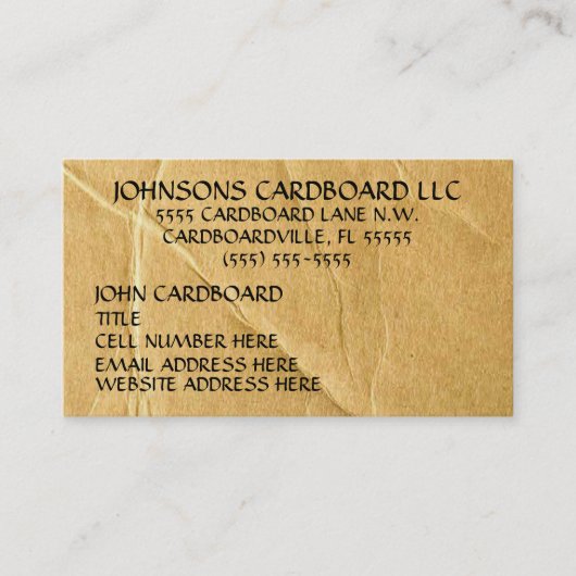 kartonbedrijf visitekaartje (Voorkant)
