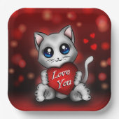 Kartonnen borden Le chaton houdt van je Papieren Bordje (Voorkant)