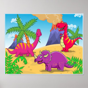 Kartonnen dinosaurus poster