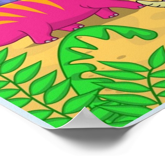 Kartonnen dinosaurus poster (Hoek)