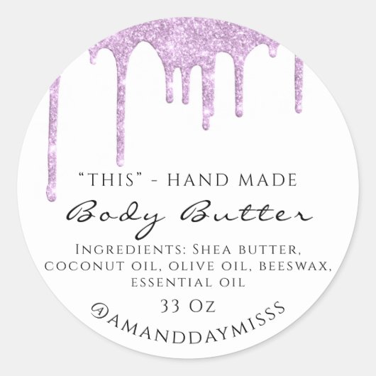 Kartonnen doos Cosmetica Roze Glitter White Ronde Sticker (Voorkant)