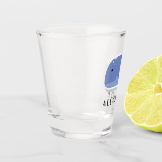 Kartonnen doos met flat sticker Whale Personalized Shot Glas (Links)