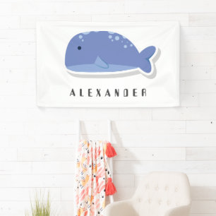 Kartonnen doos met flat sticker Whale Personalized Spandoek