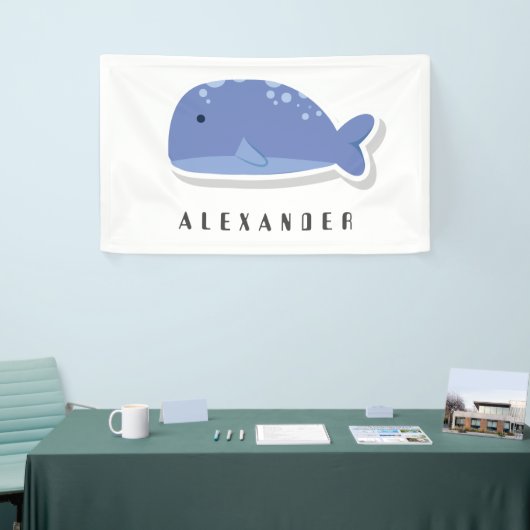 Kartonnen doos met flat sticker Whale Personalized Spandoek (Beurs)