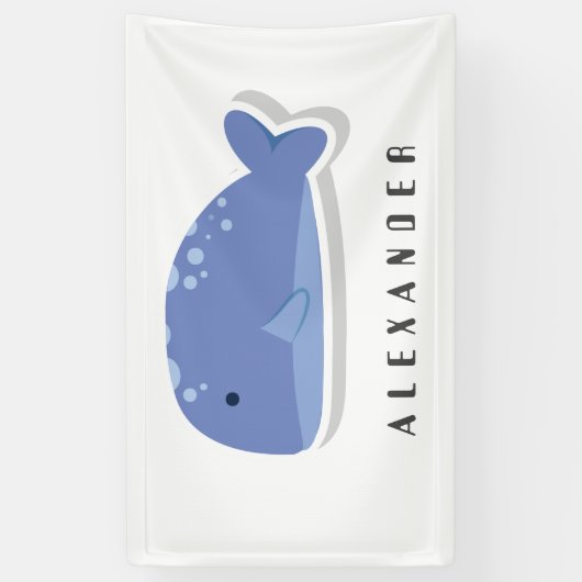 Kartonnen doos met flat sticker Whale Personalized Spandoek (Verticaal)