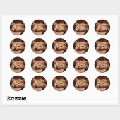Kartonnen doos met kattenbakje ronde sticker (Vel)