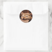 Kartonnen doos met kattenbakje ronde sticker (Tas)