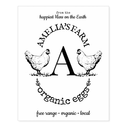 Kartonnen doos voor kippen Hen Monogram Rubberstempel (Afrduk)