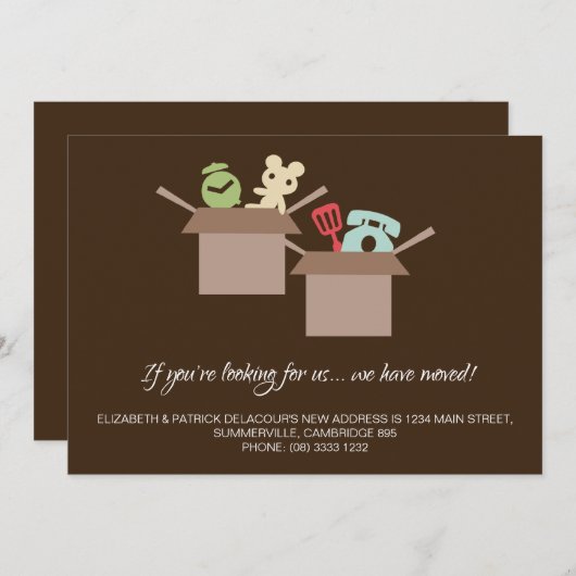 Kartonnen dozen bruine bewegende aankondiging (Voorkant / Achterkant)