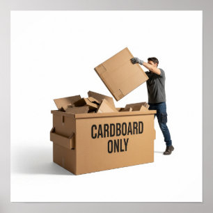 Kartonnen dumpster ontwerp poster