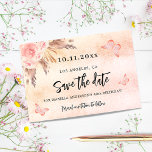 Kartonnen floralen vlinder save the date<br><div class="desc">Een meisje en trendy sparen de kaart van de Datum voor een 40e (of om het even welke leeftijd) verjaardagspartij. Een zwarte roze, gouden gradiëntachtergrond van het roos, met een zwarte roze floraal, pamapgras en vlinderbloemige achtergrond. Pas een datum en een naam/leeftijd aan en voeg deze toe. De tekst: Sparen...</div>