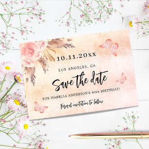 Kartonnen floralen vlinder save the date