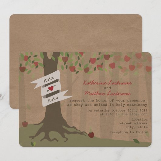 Kartonnen geïnspireerde Apple Orchard bruiloft uit Kaart (Voorkant / Achterkant)