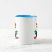 Kartonnen kikker zit in heldere kleuren. mok (Midden)