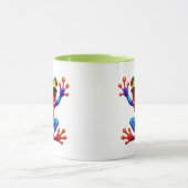 Kartonnen, kleurrijke kikker met veel glimlach. mok (Midden)