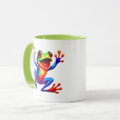 Kartonnen, kleurrijke kikker met veel glimlach. mok (Voorkant links)