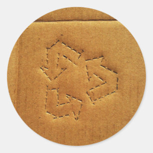 Kartonnen recyclingsticker ronde sticker