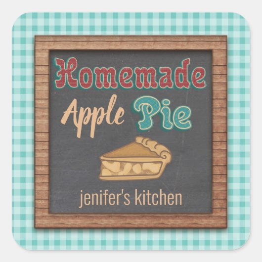  kartonnen typografie homemade appeltaart vierkante sticker (Voorkant)