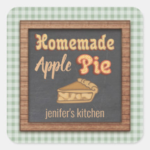 kartonnen typografie homemade appeltaart vierkante sticker