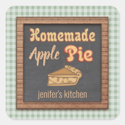 kartonnen typografie homemade appeltaart vierkante sticker (Voorkant)
