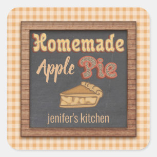 kartonnen typografie homemade appeltaart vierkante sticker