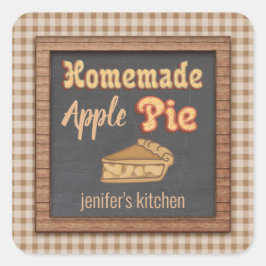  kartonnen typografie homemade appeltaart vierkante sticker