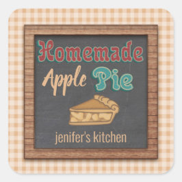  kartonnen typografie homemade appeltaart vierkante sticker