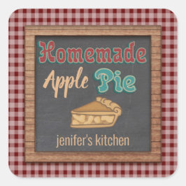  kartonnen typografie homemade appeltaart vierkante sticker